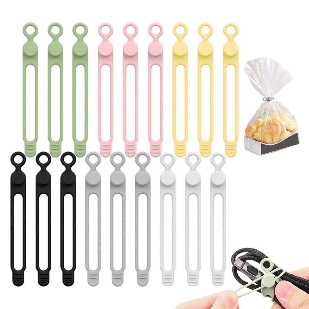Qaoneay 18Pcs Data Cable Organizer, 2025 Upgrade Silicone Headphone Organizers, Reusable Management, Multipurpose Elastic Cord For Bundling And Fastening (6Pcs)(18Pcs)