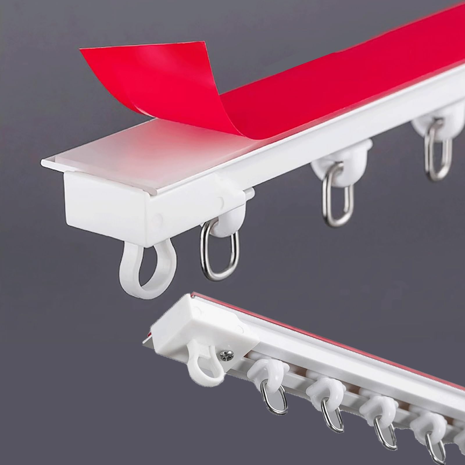 Binario autoadesivo da 4,9 m / 16.1ft – senza trapano, facile da inserire nel soffitto o nella parete, per divisori e stanze, versatile e conveniente ain soluzione per la decorazione della casa