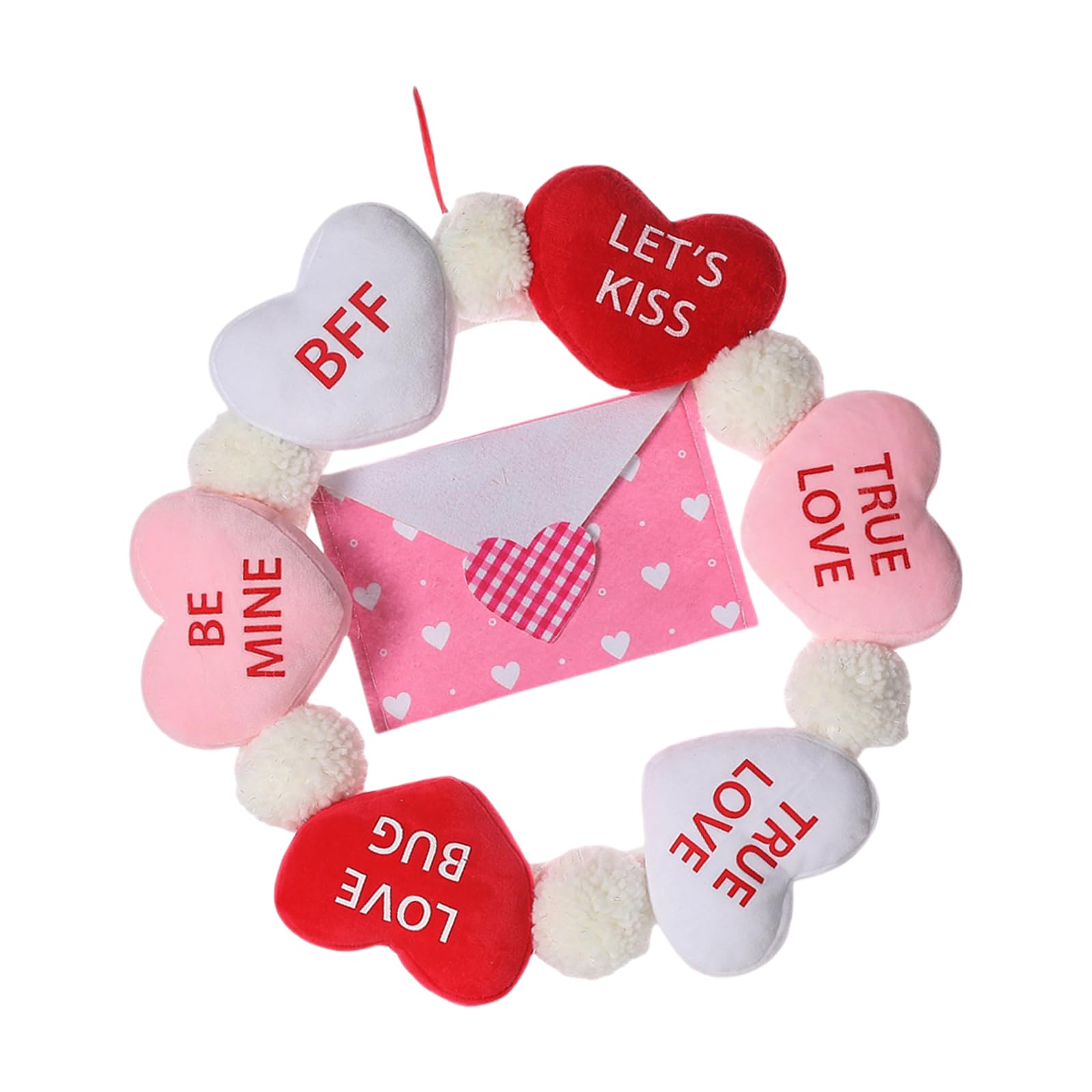 Kalttoy Colorful Door Wreath Valentines Day Window or Door Decoration Easy Hanging Vibranted Entryway Appeal Ornament Artificial Heart Wreath