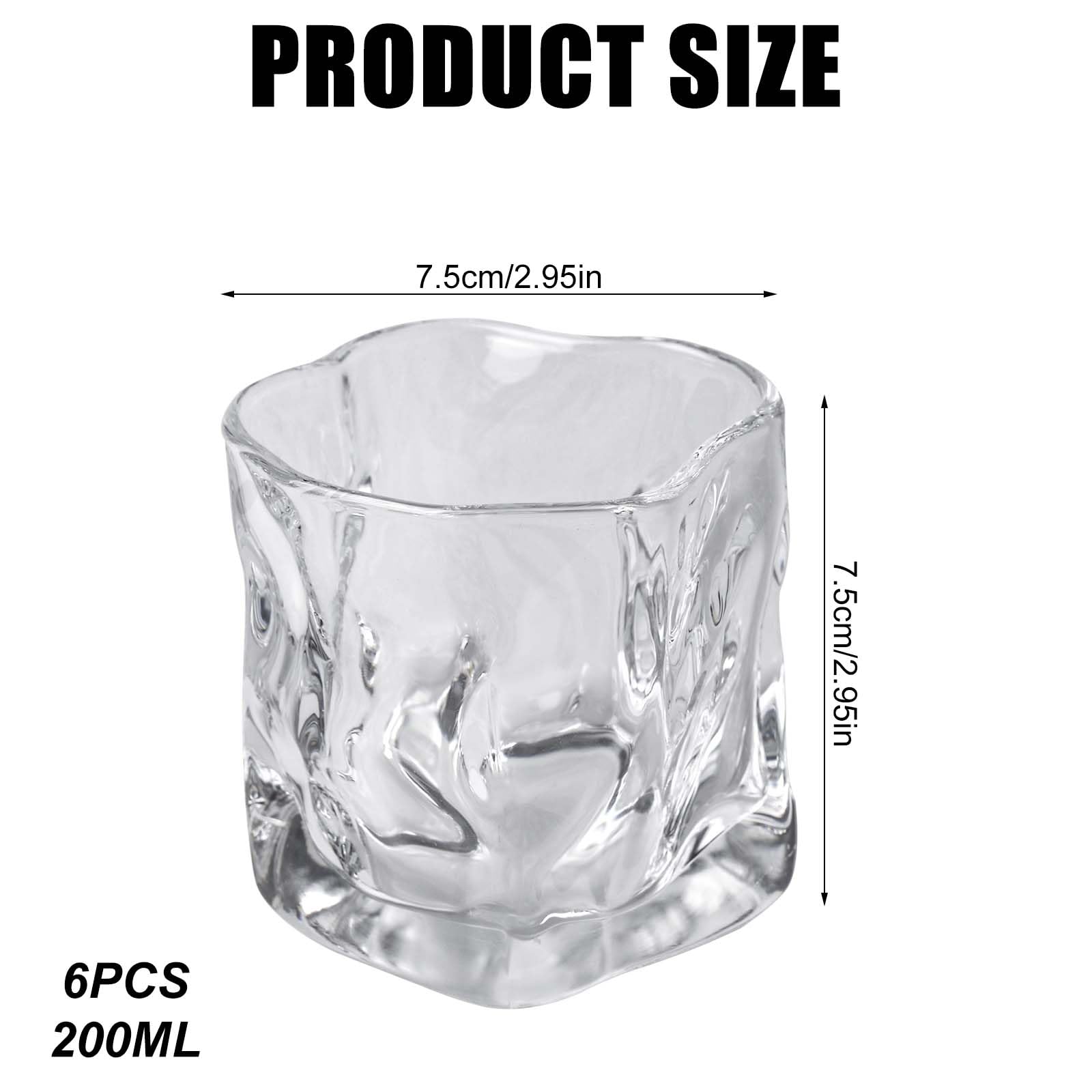 Set di 6 bicchieri da 200 ml, bicchieri da whisky, bicchieri da whisky con cristalli irregolari, bicchieri di cristallo, bicchieri da caffè freddo, bicchieri da cocktail, bicchieri da tè, succo di