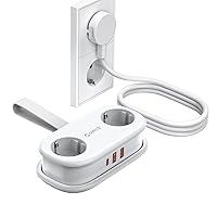 ORICO Ciabatta Multipresa Portatile per Viaggi 5 in 1, 2 Prese Schuko + 3 Porte USB (USB)