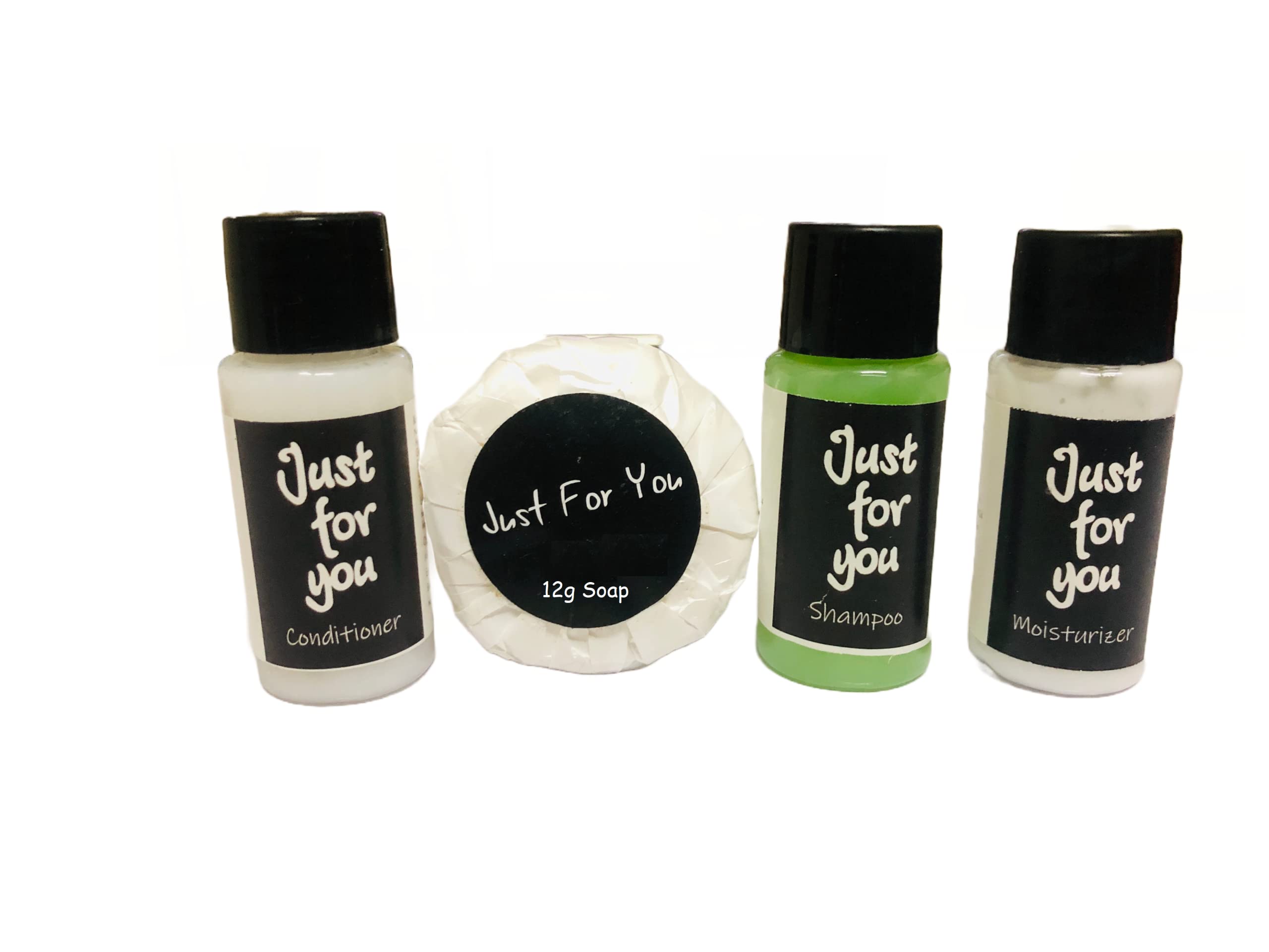 just for you pleatpack hotel soap, shampoo, conditioner & body lotion 4-in-1 mini hotel amenities kit (pack of 400)