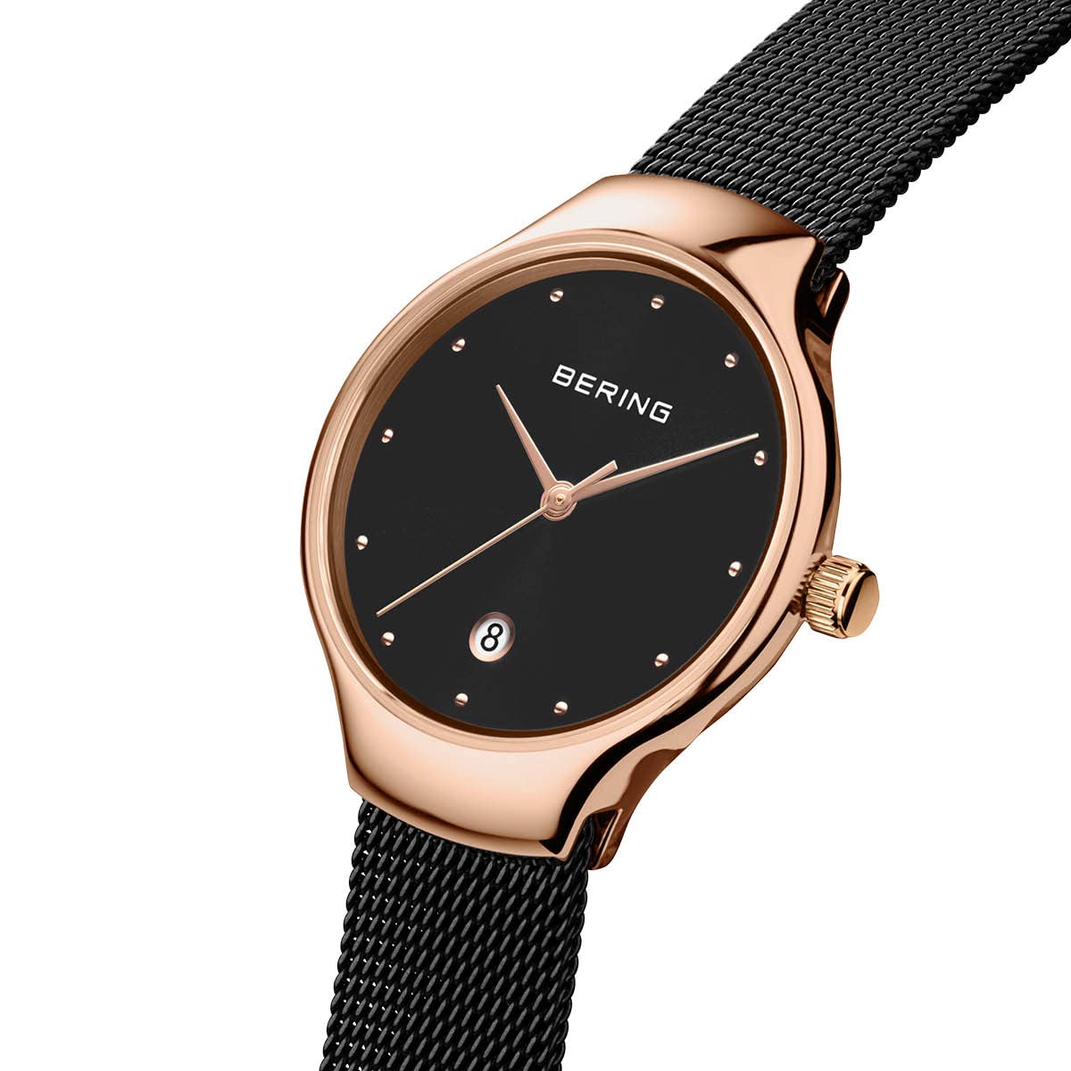 Bering Damen Quarz Uhr | Armbanduhr 26 mm Edelstahlgehäuse und Zifferblatt | Milanaisearmband | Saphierglas | 3 ATM | 13326
