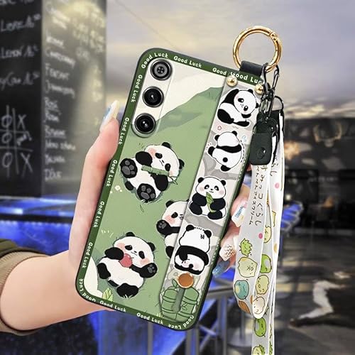 Phone Case Compatible with ZTE Nubia Red Magic10 Air, Protective Lanyard Anti-knock Panda Silicone Back Cover Durable Wrist Stra