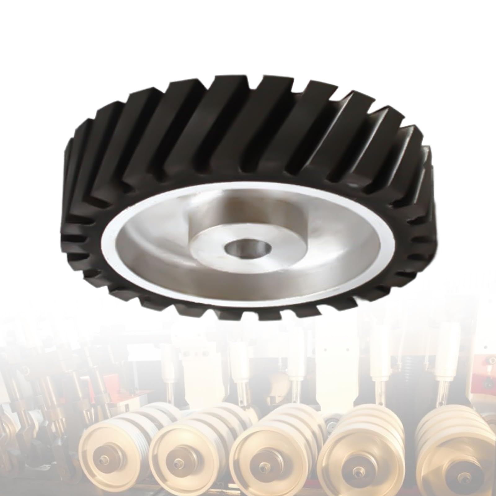 Ruota di contatto in gomma da 200 mm x 50 mm, ruota di contatto in gomma per levigatrice a nastro, levigatura, lucidatura, rimozione dello sporco in gruppi e utensili