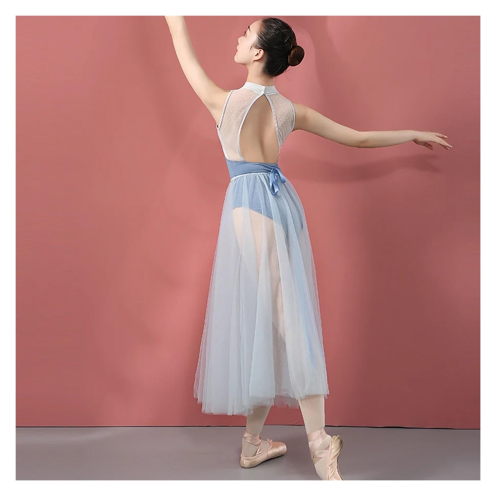 Mallot De Ballet Mujer Faldas de tul doble capa for mujer, faldas tutú malla cintura alta elástica a la moda, largas midi, Jupe Femmle