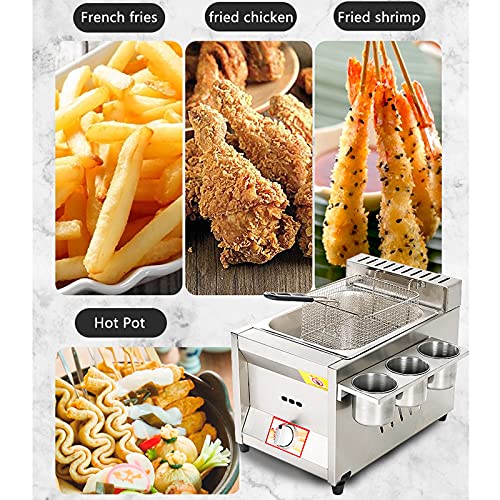 Frittierte Maschine Gasfritteuse mit großer Kapazität, LPG-Fritteuse aus Edelstahl für Privat- und Gewerbezwecke, einstellbare Feuerkraft, mit Körben und Deckeln, für Chips, Donuts, Fisch, k – Bild 8