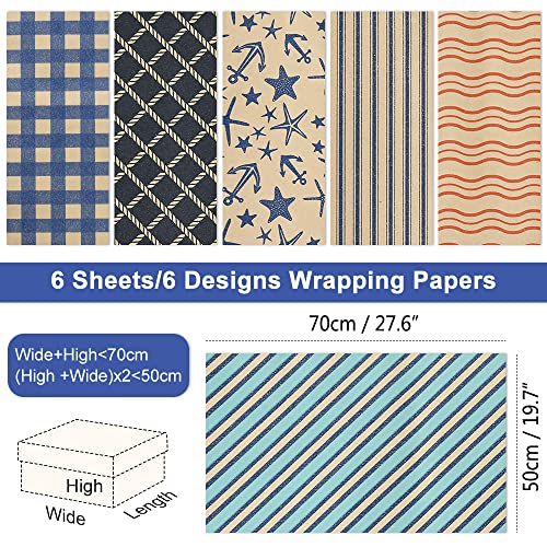 Gift Wrapping Paper, Birthday Wrapping Paper Set 6 X Recyclable Gift Wrap Sheets with 1 Gift Sticker, 1 Double-Side Tape, 2 Kraft String & Ribbon, Ideal for Birthdays, DIY, Party or Wedding Gift - Image 4
