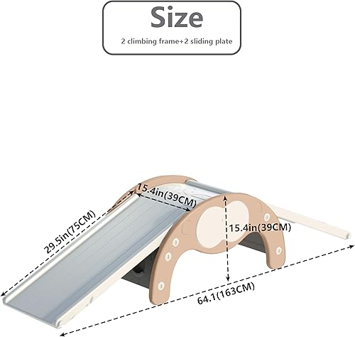 Miniatura 8 de Zona de juegos 4 en 1 para escalar en interiores para niños Función 4 en 1 tobogán, escalada en roca, tabla de equilibrio y cuna segura y sólida