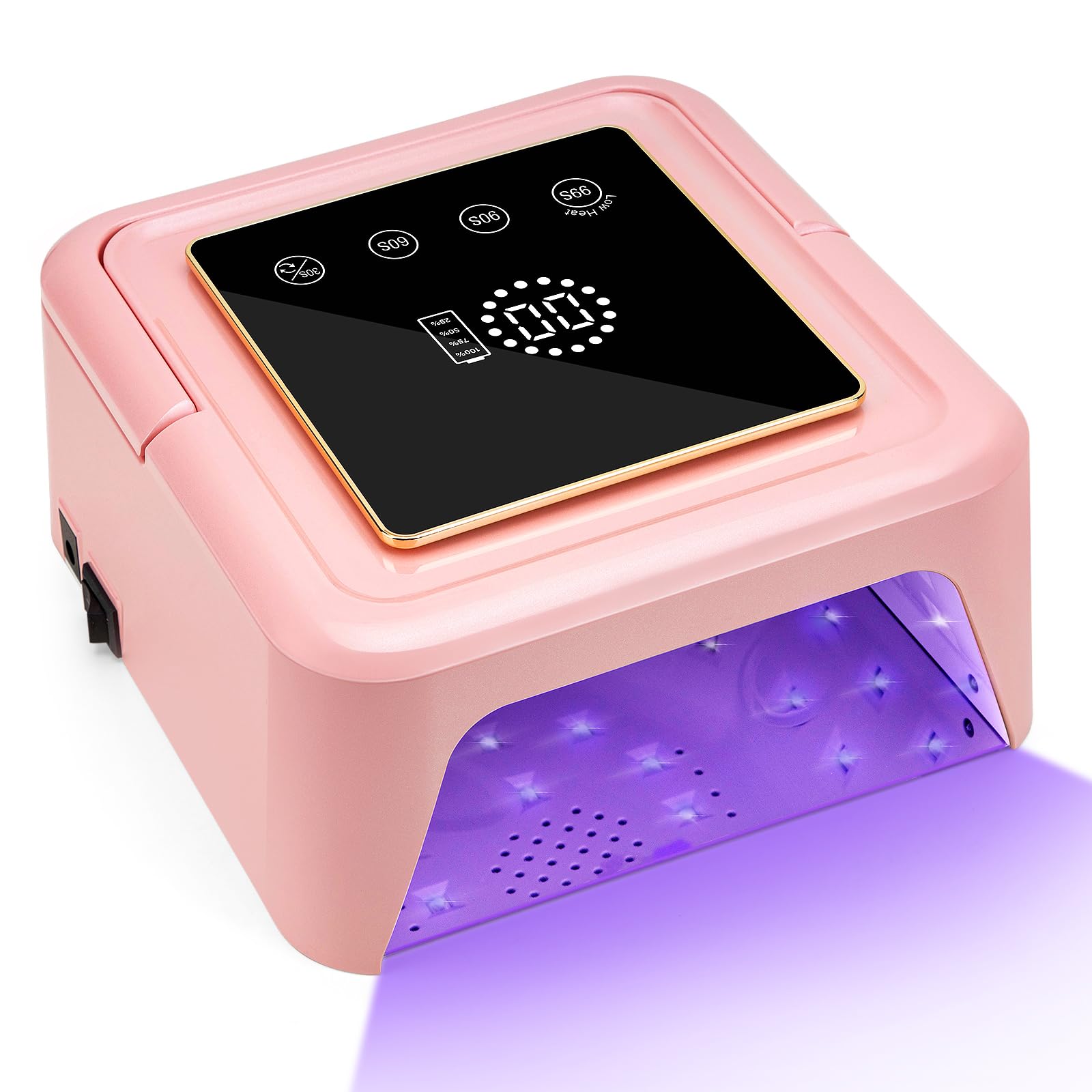 Madenia Lámpara UV inalámbrica de 108 W para uñas de gel, batería recargable UV LED, lámpara de uñas profesional con 4 temporizadores, pantalla LCD, sensor automático para casa y salón de belleza,
