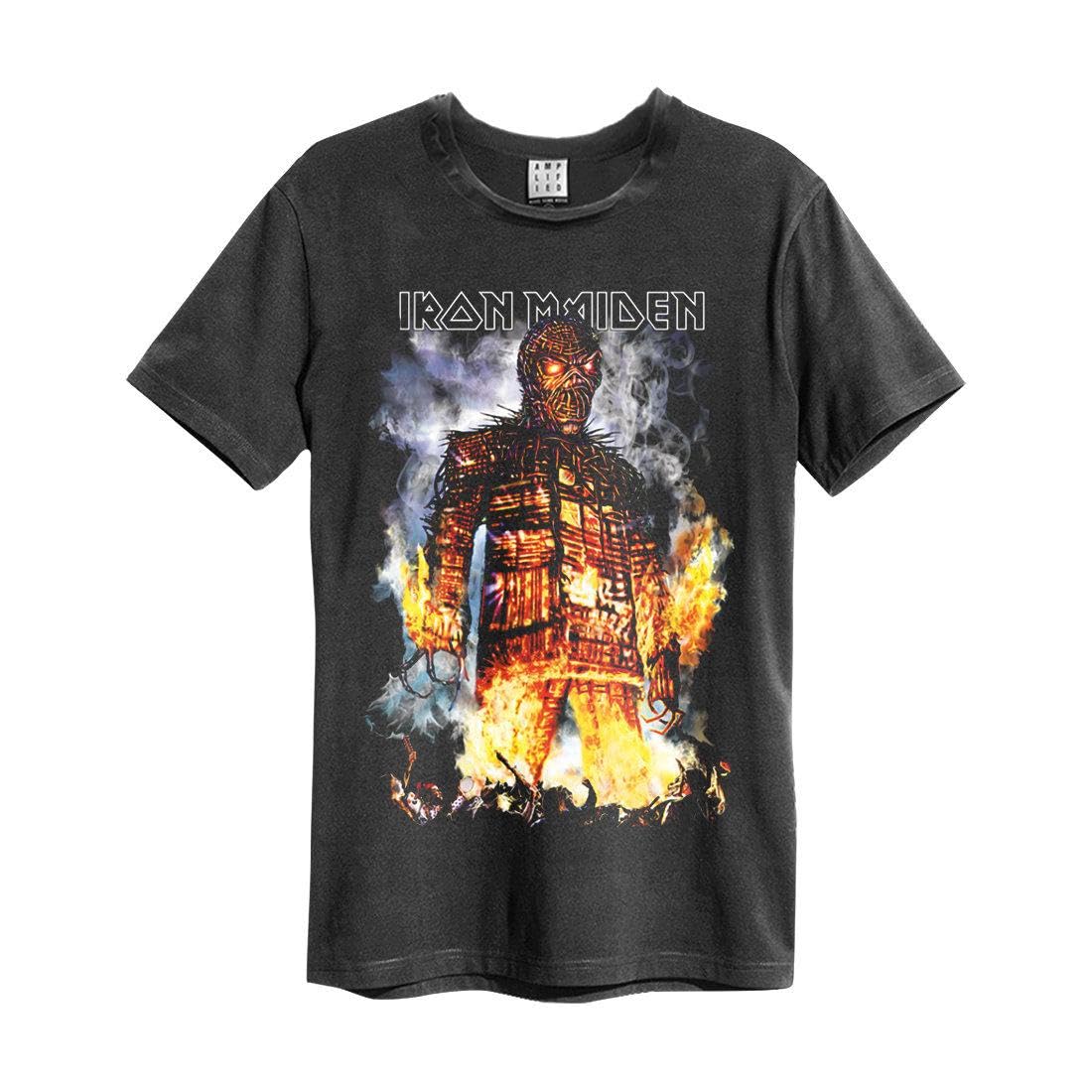 Amplified The Wicker Man Iron Maiden Album Artwork T-Shirt, Charcoal, XXL