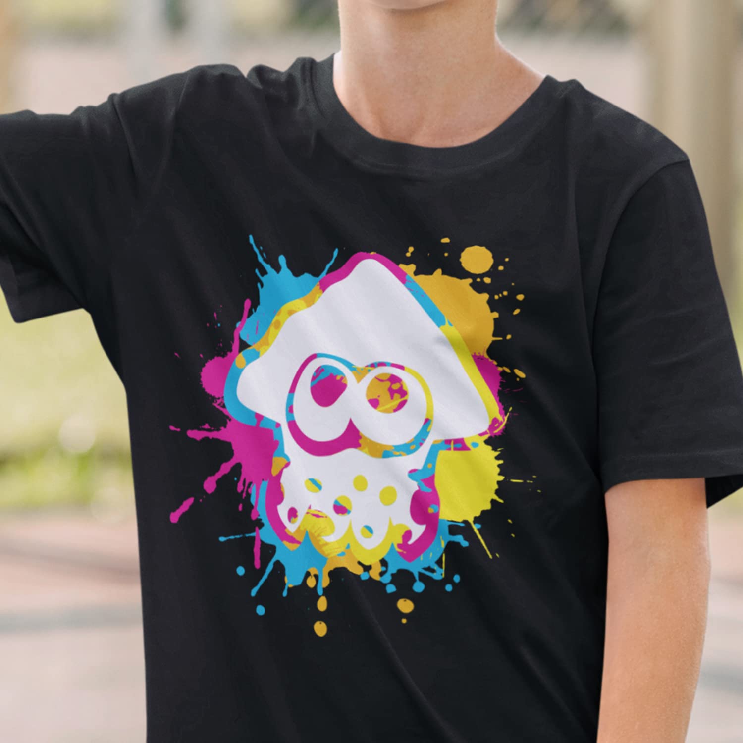 Inkling Colour Ink Splat Camiseta Top Tee - Calamar Splat Octolings Turf War Battles Tercera Persona Shooter Online Videojuego Campaña Adulto Adolescente Niños Regalo Regalo Regalo
