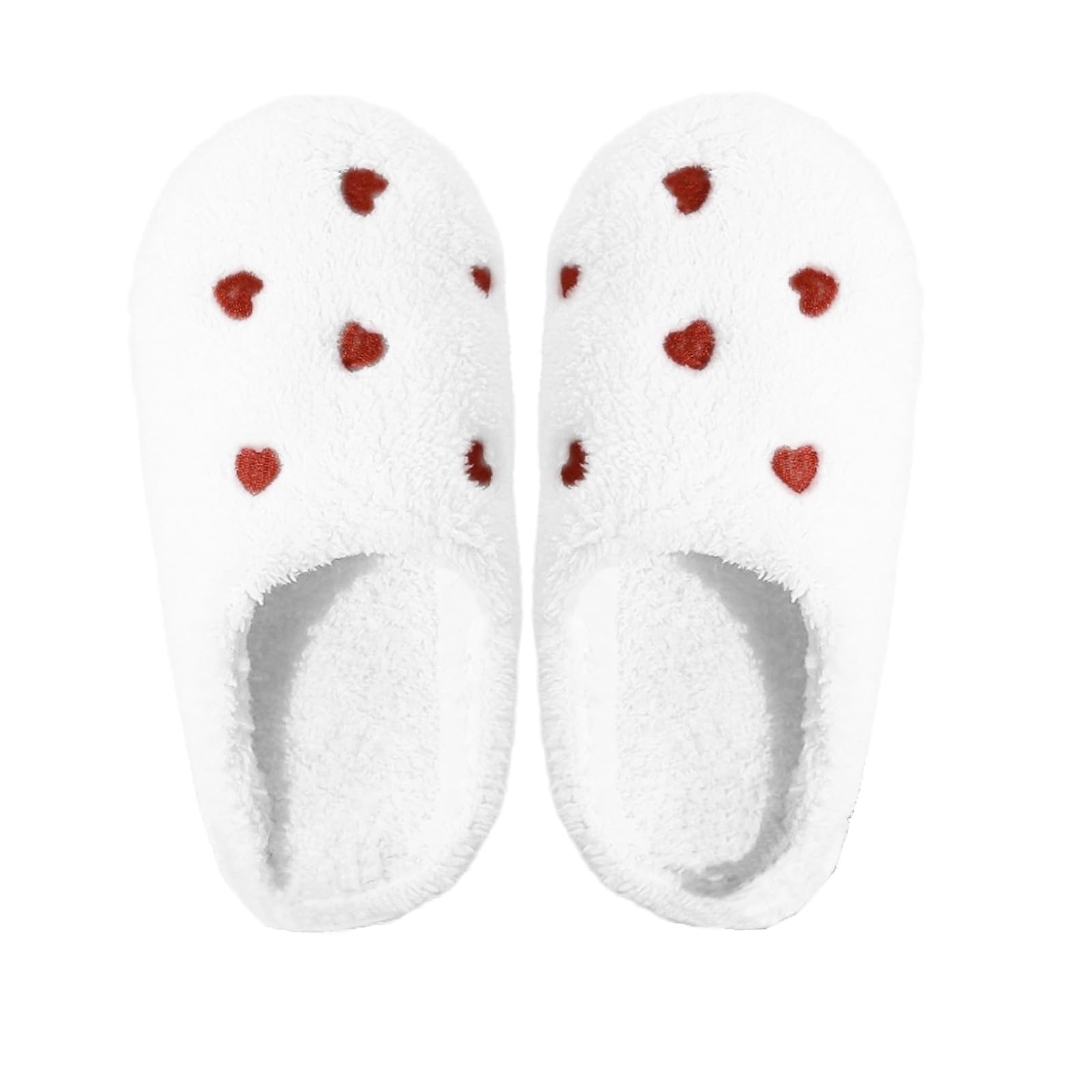 ULPOCMU Cozy Warm Heart Pattern Slippers for Women Fashionable Flat Sole Indoor House Shoes