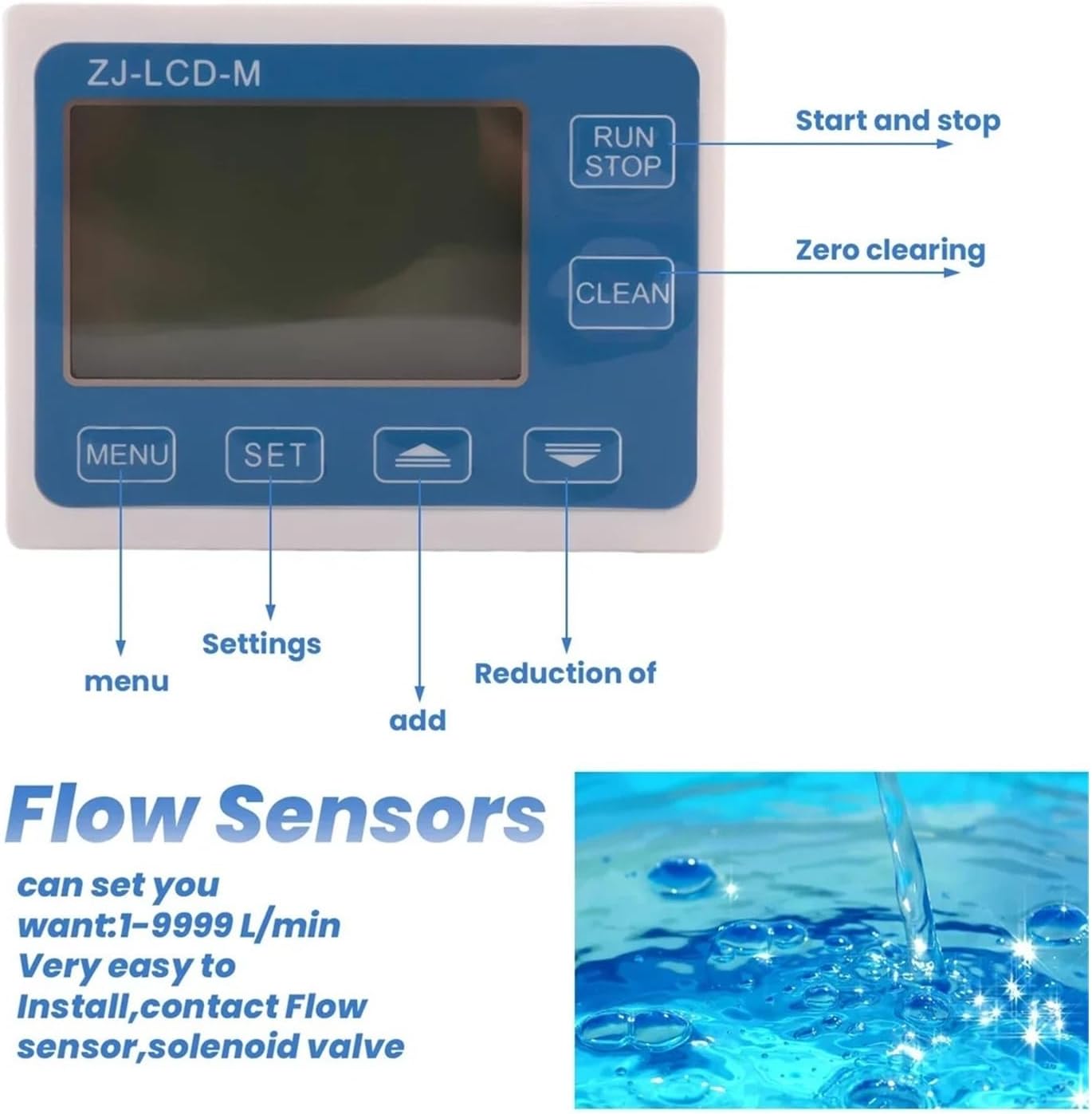 ZJ-LCD-M display controller, Hall flow sensor total setting liquid quantitative output(With charger)