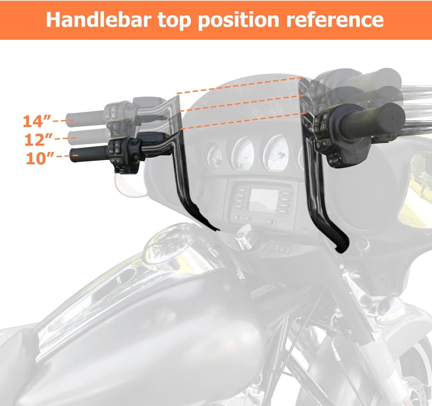 Mofun 10" Rise Ape Hangers Handlebar Compatible with Harley Touring Street Glide Electra Glide FLHX FLHT Models 1986-2023 with Batwing Fairng, Ultra Limited 2024 Gloss Black