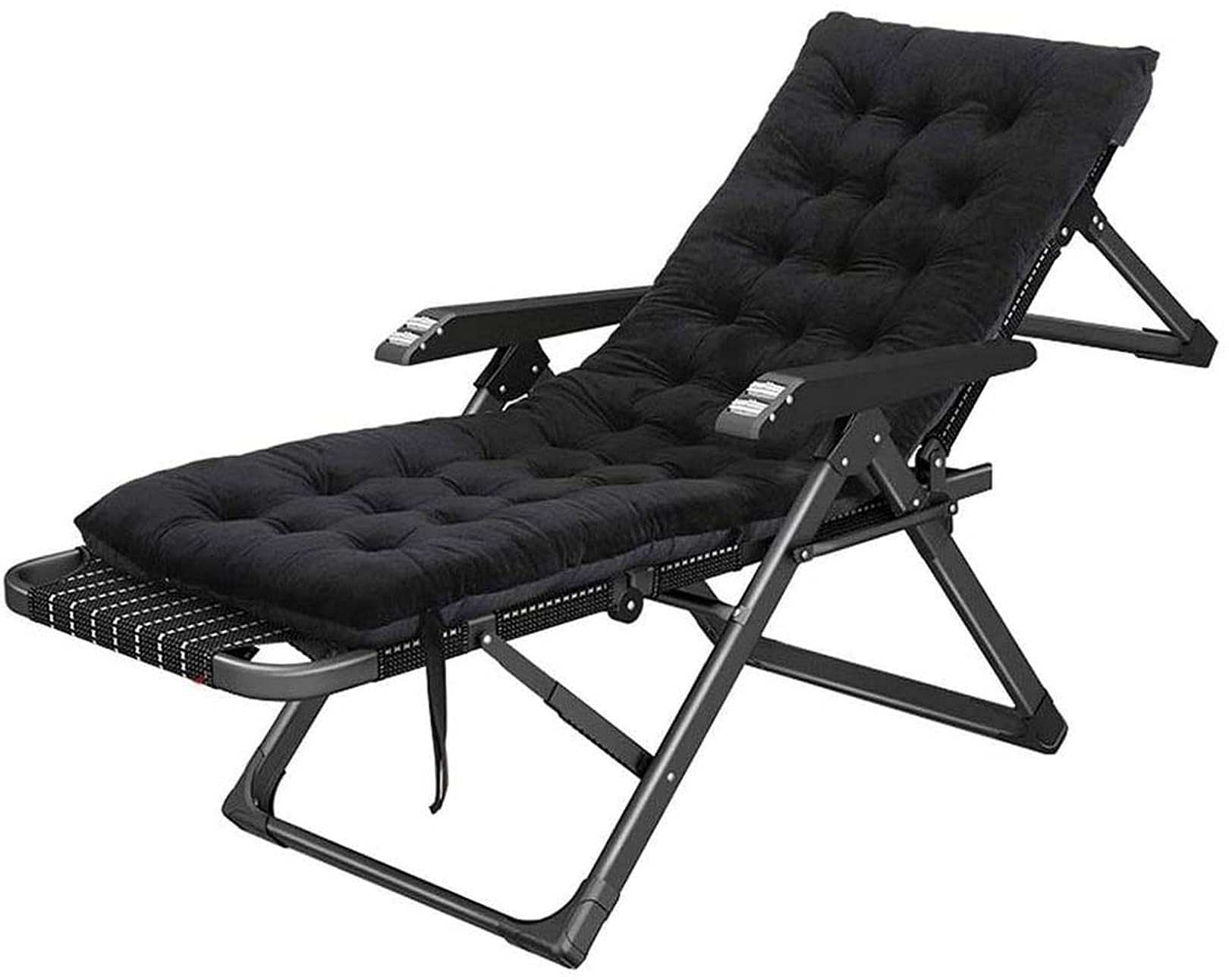 WOTZOV Zero Gravity Chair Heavy Duty Zero Gravity Lounge Chair,Sun Lounger,Metal Foldable Patio Chair Outdoor Portable Recliner Relaxer With Thick Cushions Black Chaise Lounger