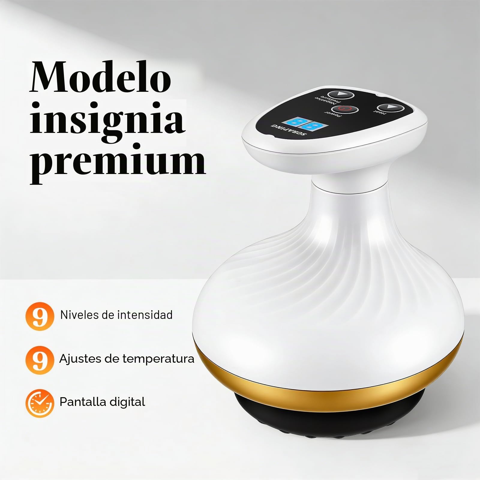 Masajeador Anticelulitico Reductor, 4 en 1 Masajeador GuaSha Anti Celulítico Eléctrico, USB C Gua Sha Eléctrico, para Drenaje Linfático, Reafirmación de la Piel, Circulación Sanguínea