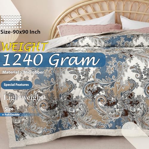 Image of Amazon Brand - Umi Ultrasonic 280tc All Season Ultra Supersoft King Size bedcover /Rajaai Quilted Bedspread Ac Blanket /Comforter for Double Bed Durable and Lightweight 220 x 230 Cm, Silver & Beige