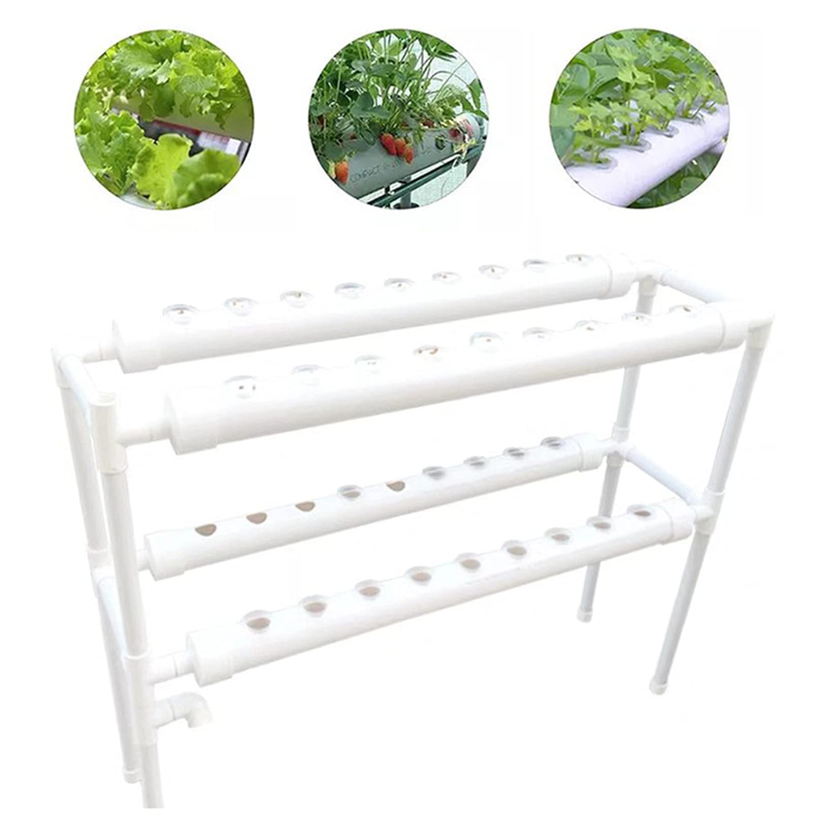 Sistema di giardinaggio idroponico con timer, sistema di irrigazione automatico, 2 strati di coltivazione idroponica 36 posizioni sistema di coltivazione idroponica con tubi a U in PVC di