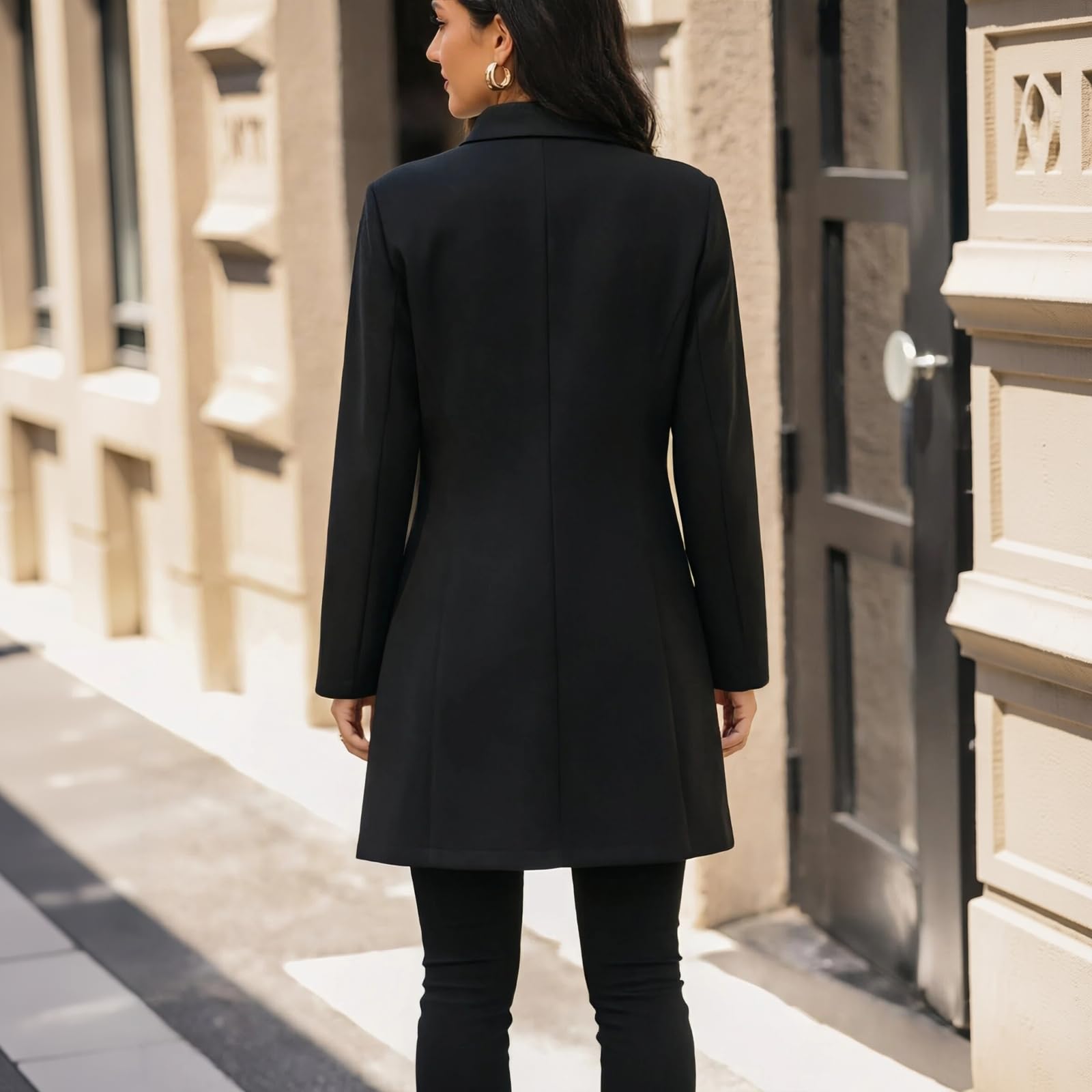 Wintermantel Damen Elegant Wollmantel Lang Winterjacke Mit Knöpfen