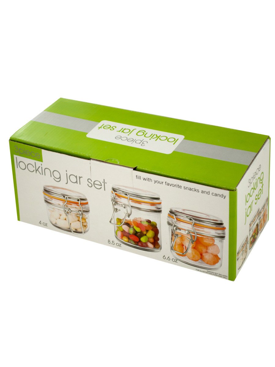 Kole OL131 Glass Locking Food Container Jar Set with Lid, Regular