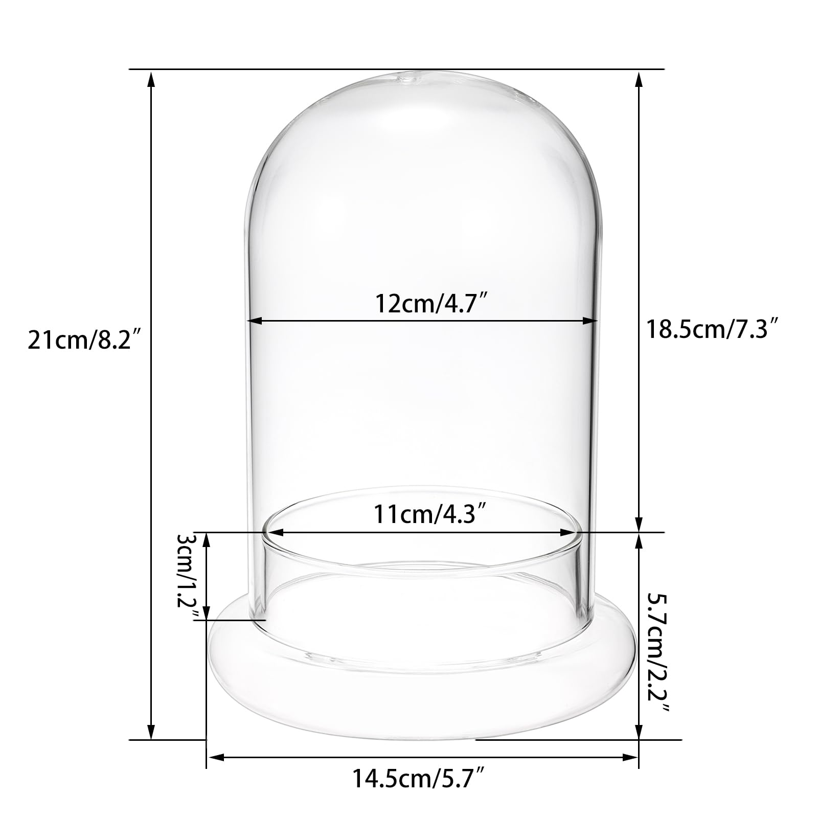 Mini pot de terrarium pour plantes succulentes - Dôme en verre transparent avec trou d'aération de 3 mm - Cloche décorative en verre avec fond en verre - Décoration de table pour bureau