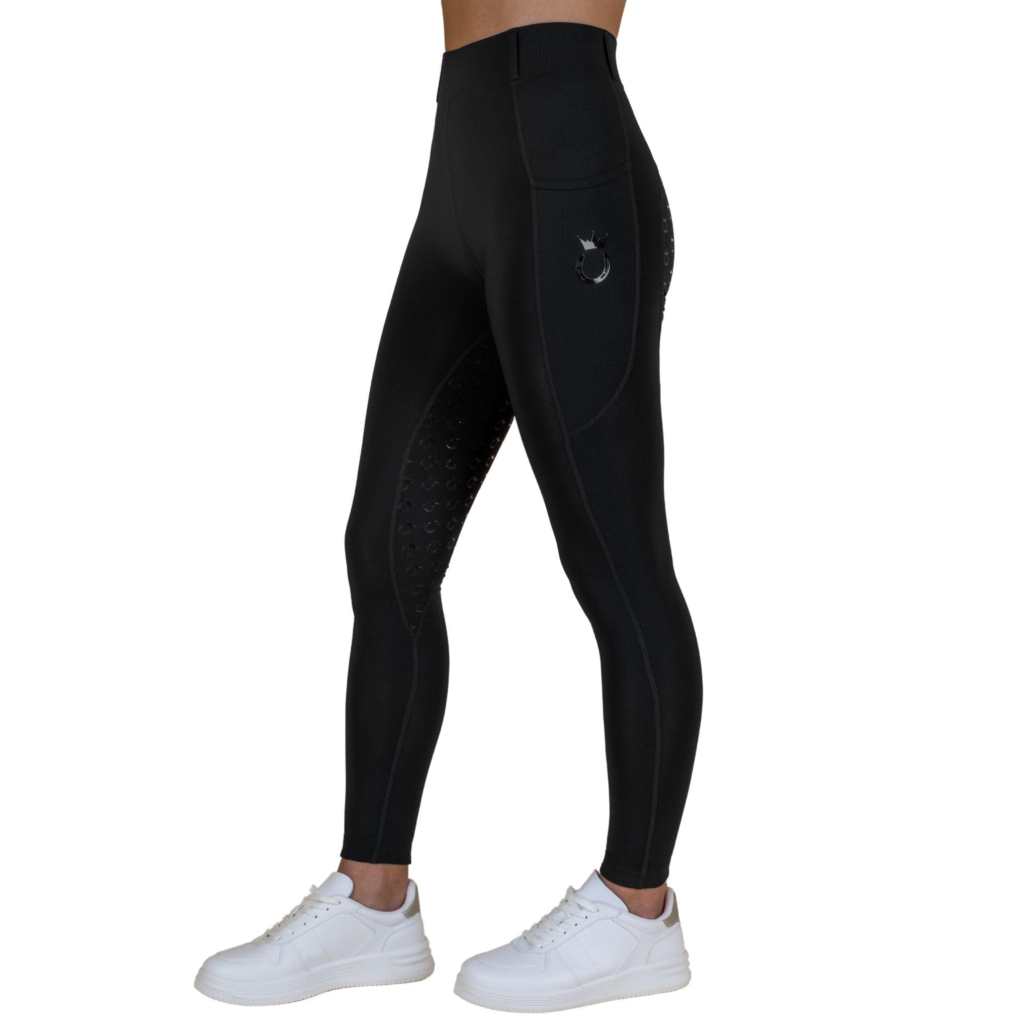 Royal Horsemen Pantalones de equitación para Mujer y niña - Cintura Alta - con Ribete Completo de Silicona - con Bolsillo para el móvil y Trabillas para el cinturón
