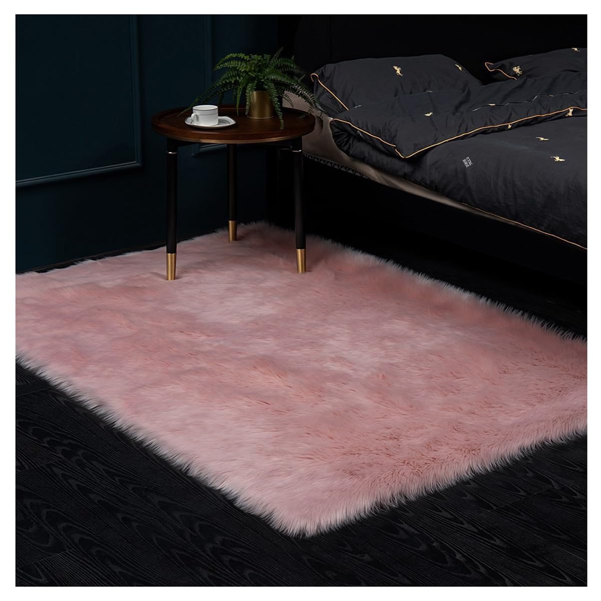 Tapis d'intérieur salon en fausse fourrure premium moelleuse et design moderne longhair