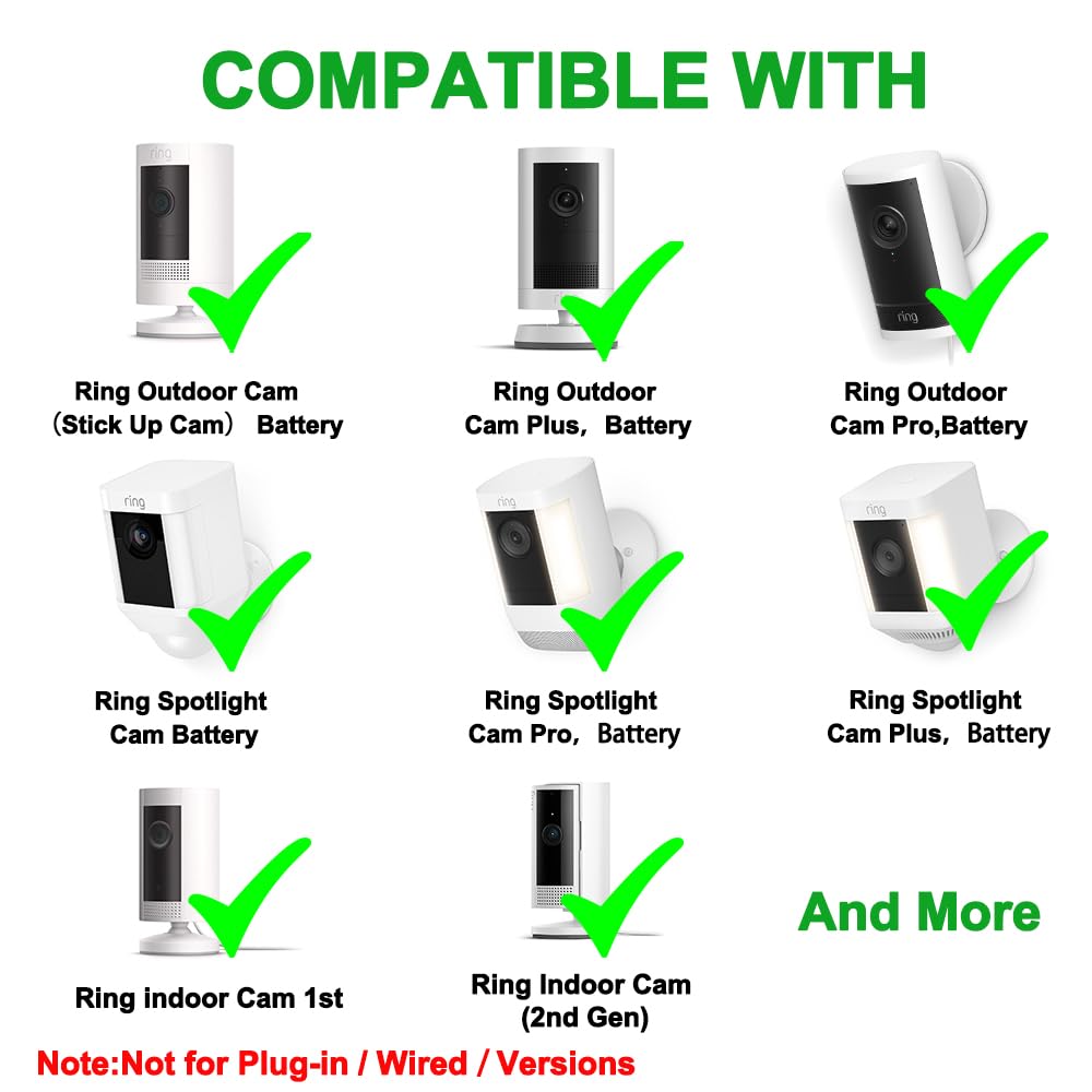 Zasilacz i kabel do kamery zewnętrznej Ring (Stick Up Cam)/Pro/Plus (bateria), Ring Spotlight Cam/Pro/Plus (bateria), odporny na warunki atmosferyczne przewód zasilający do ładowania z ładowarką, 2