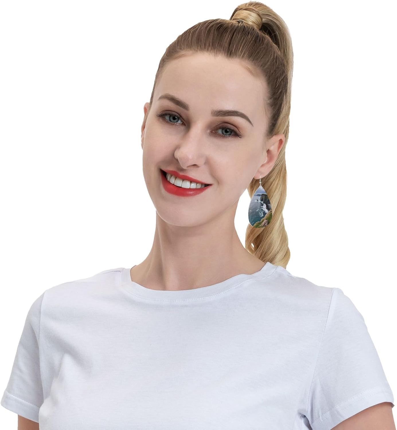 Leather Earrings for Women Teardrop Earring Dangle Drop Jewelry Accessories image 4