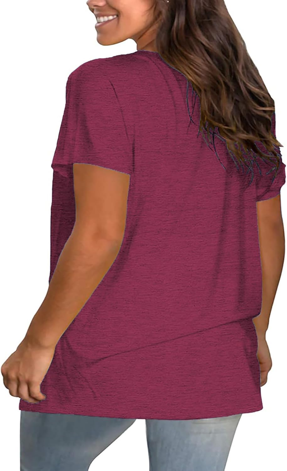 Plus Size V Neck T Shirts Women Short Sleeve Tops Casual Summer Tshirts Loose Fit Tee - Image 3