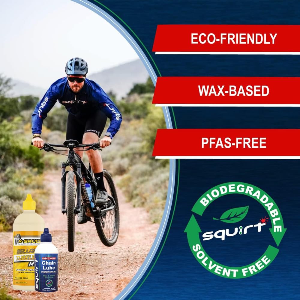 Squirt y X-Sauce MTB: Potencia tu experiencia con el Lubricante Squirt 120ml y el X-Sauce Líquido sellante tubeless 500ml para un rendimiento inigualable