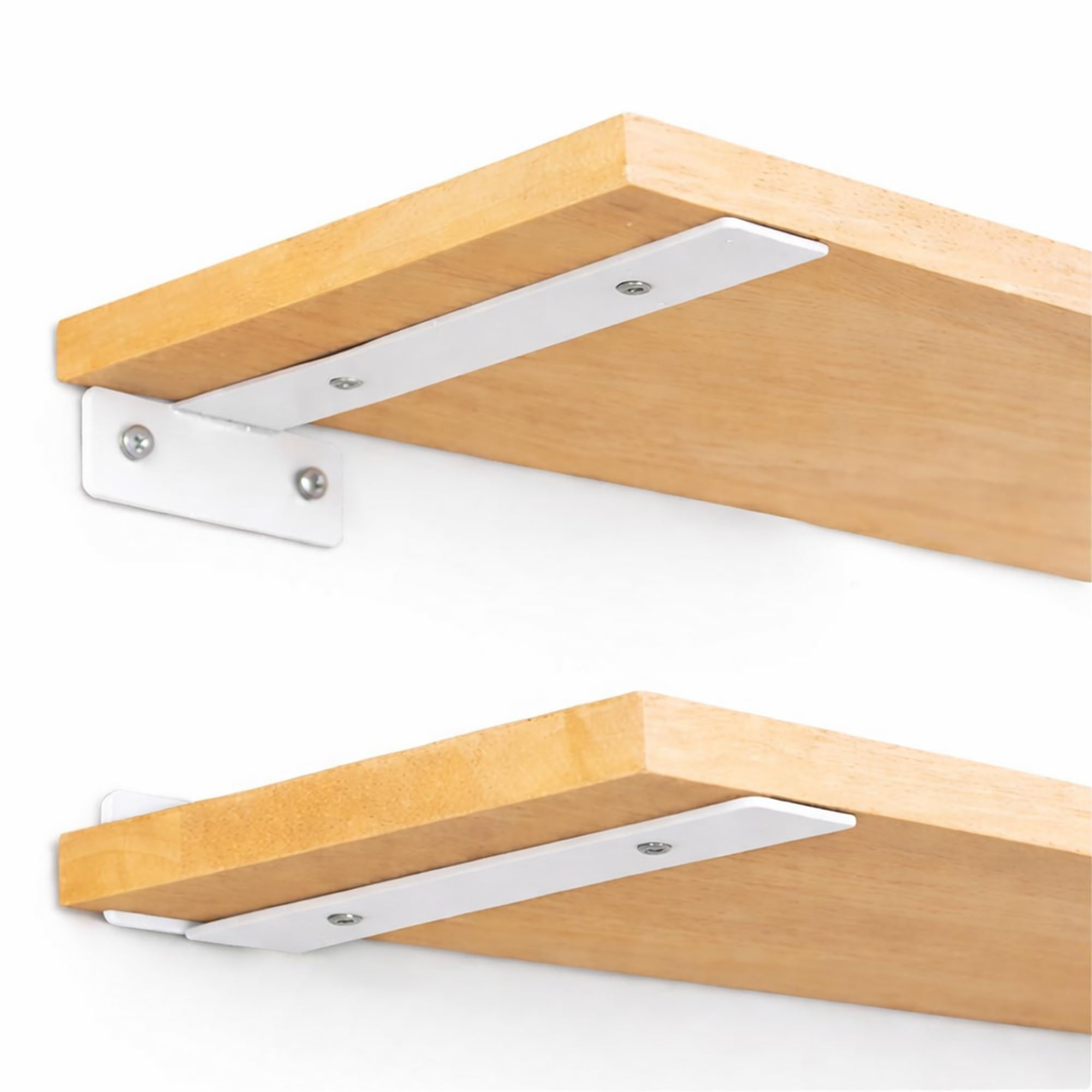 Metal T Bracket Heavy Duty Wall Mount Support Bracket for Wooden Shelf, Table, Cabinet & Furniture | Black Powder Coated Steel Corner Brace for Wall Shelf Support (2, White, 8 inch)-image-25