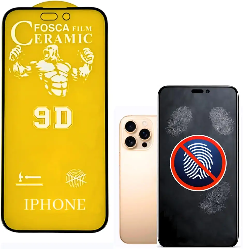 Película Cerâmica Fosca 9D Iphone X/11/12/13/14/15/16e PRO MAX Proteção Total,Anti-Riscos e Não Fica Marca de Dedo Na Tela (13/13 PRO / 14 / 16E)