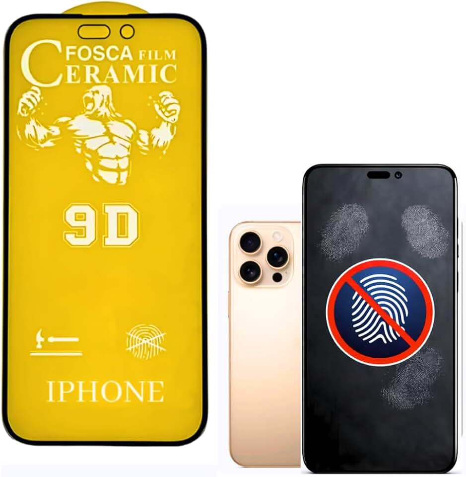 Película Cerâmica Fosca 9D Iphone X/11/12/13/14/15/16e PRO MAX Proteção Total,Anti-Riscos e Não Fica Marca de Dedo Na Tela (13/13 PRO / 14 / 16E)