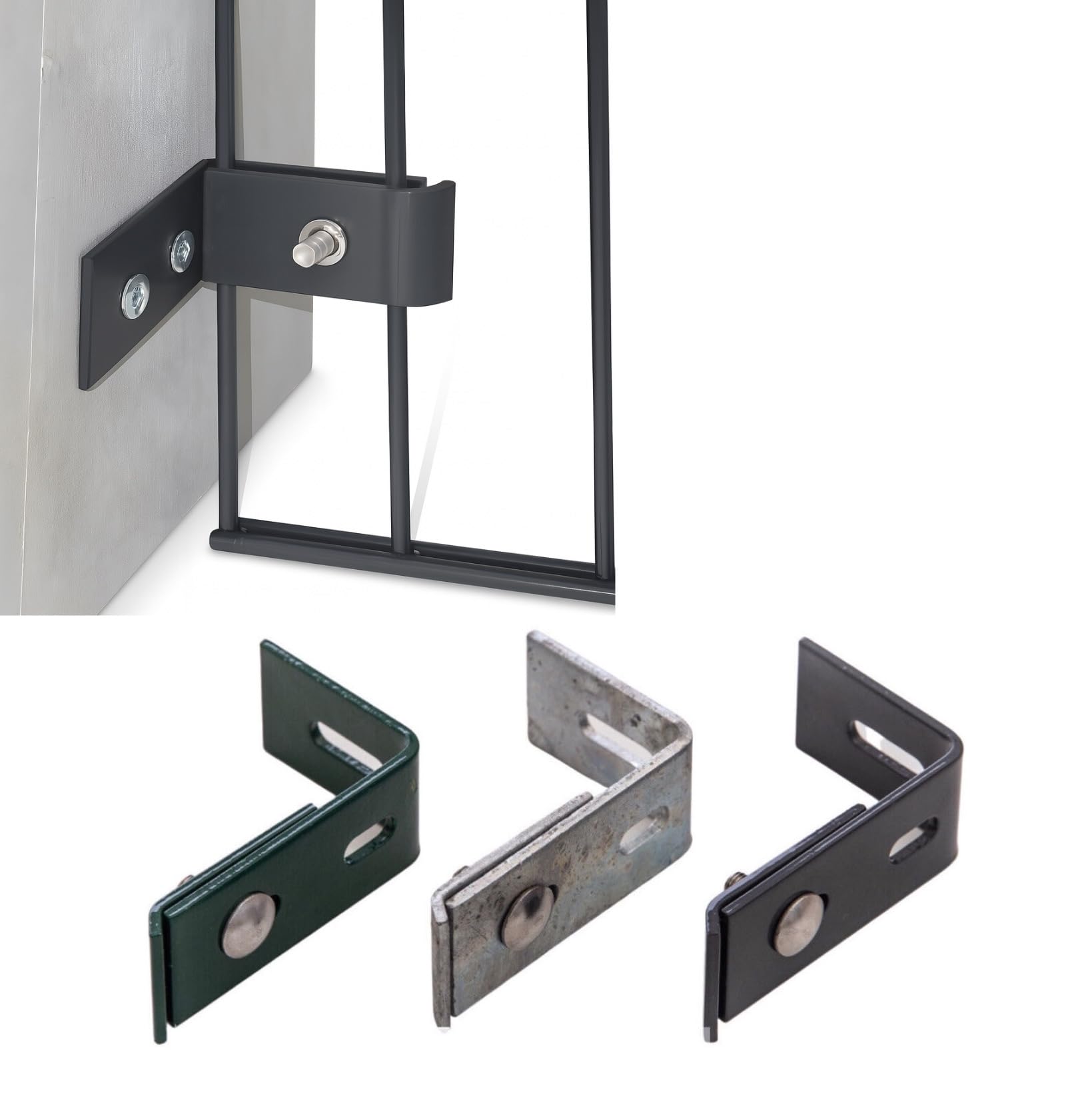 Mauerwinkel Wandanschlusswinkel 4er Set Doppelstabmattenzaun Wandwinkel Zaunanschluss Befestigung Zaun Stabmattenzaun Winkel (Anthrazit)