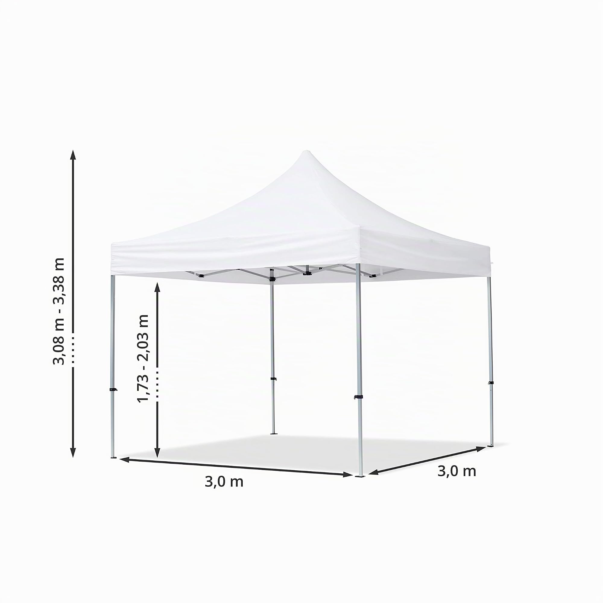 TOOLPORT Gazebo Pieghevole Giardino 3x3m Alluminio Telo Poliestere Idrorepellente Padiglione Mercati Sagre Crema