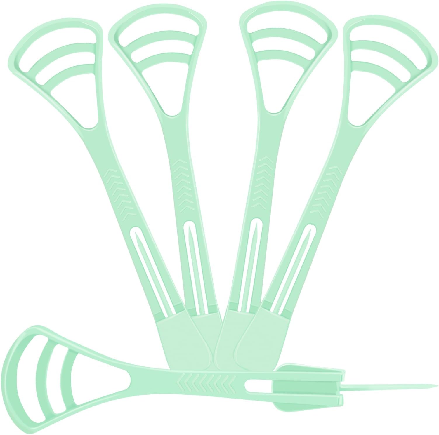 100 Counts Disposable Tongue Scraper with Dental Picks, Plastic Tongue Scrubber,BPA Free Tongue Cleaner Scrapers, Reduce Bad Breath and Fresh Breath(Green)