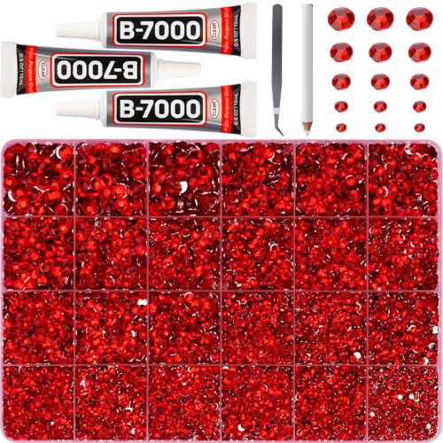 35000Pcs Red Rhinestone Gem Bedazzling, Siam Bedazzler Kit Crystal Flatback