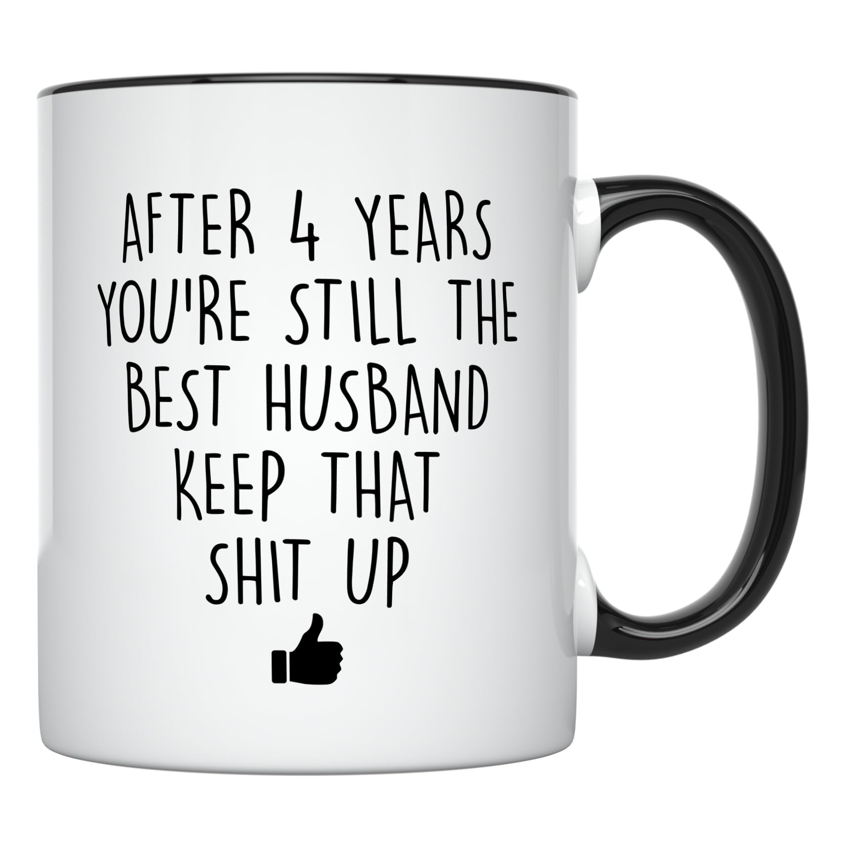 YouNique Designs 4 Year Anniversary Coffee Mug for Him, 11 Ounces, 4th Wedding Anniversary Cup For Husband, Four Years, Fourth Year, 4th Year