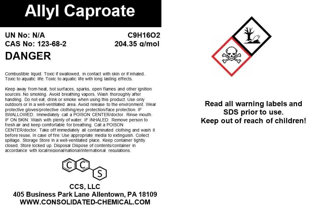 Allyl Caproate - Pure Fragrance/Aroma Compound | Natural FCC Food Grade | 30mL (0.5 Fl Oz)