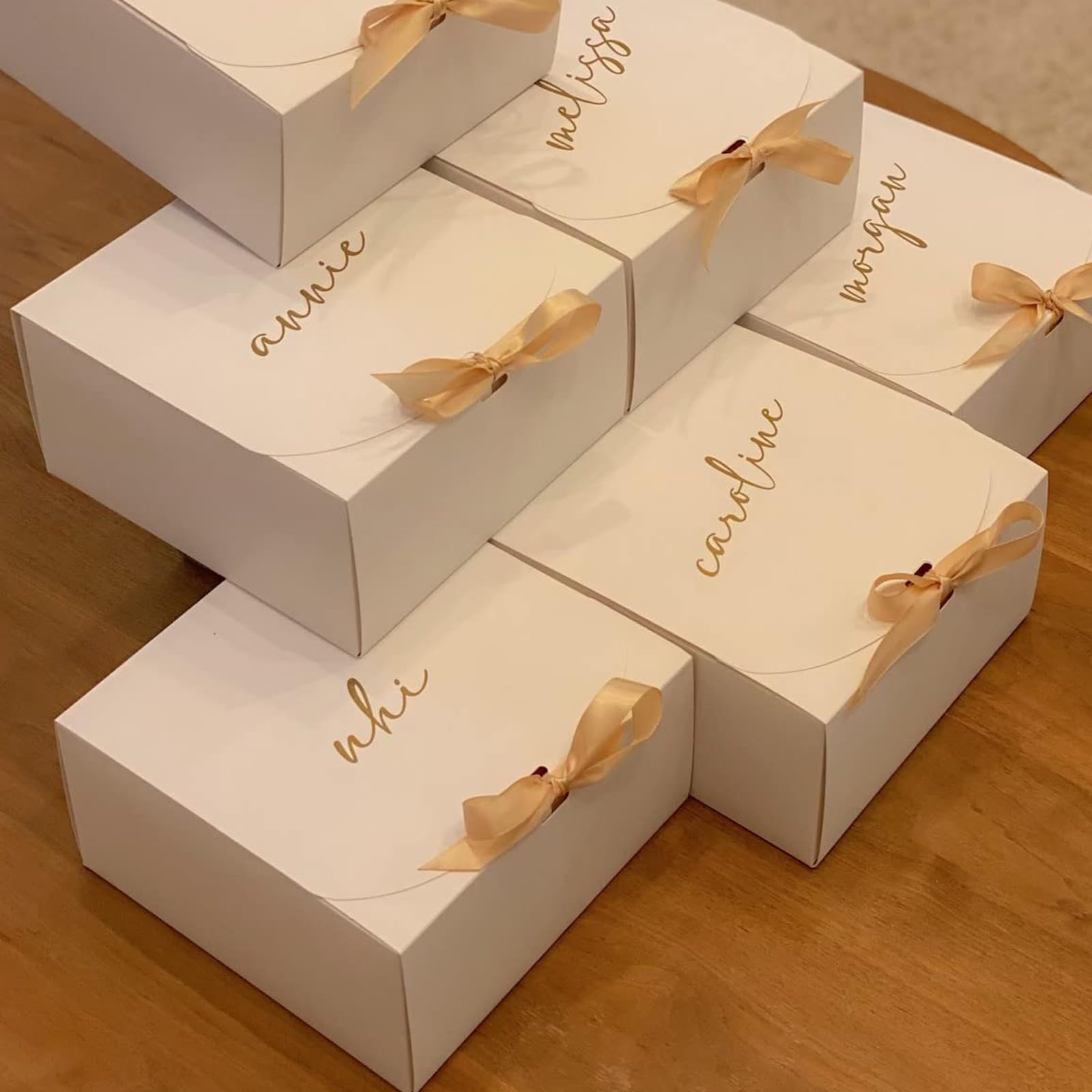 HEIHAK Lot de 10 boîtes cadeaux blanches extra larges avec couvercles 30 x 30 x 13 cm – Boîtes pour demande en demoiselle d'honneur pour Noël, mariage, remise de diplôme, anniversaire
