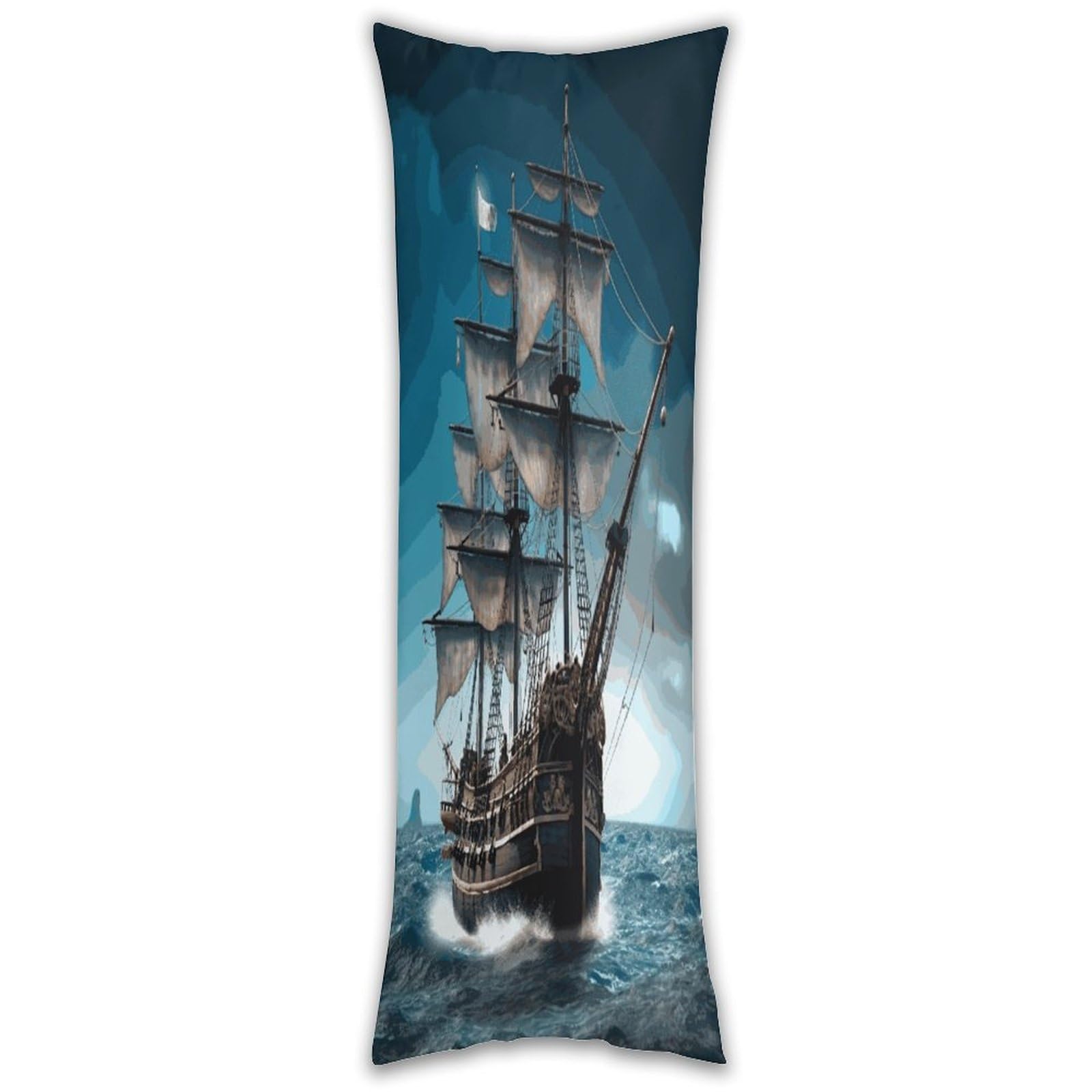 Pirate Ship Long Pillow Case with Zipper Ultra Soft Microfiber Long Pillow Cover Breathable Body Pillow Protector Soft Wrinkle Pillowcase for Bed Sofa Bedroom 53 X 19 in