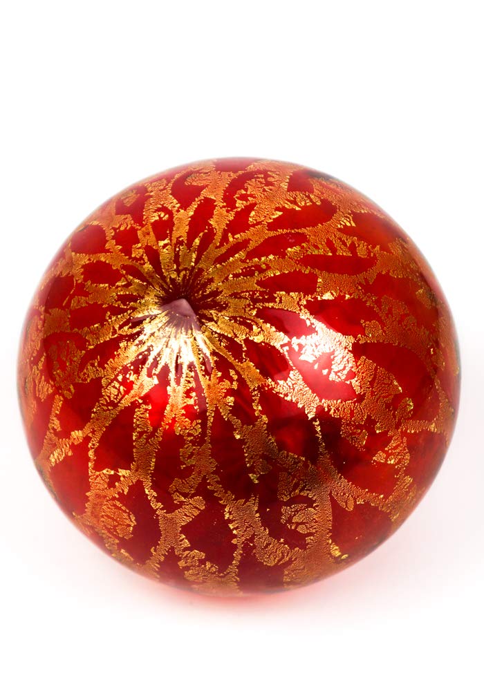 MadeMuranoGlass Palla di Natale Rosso Oro in in Vetro soffiato Originale di Murano