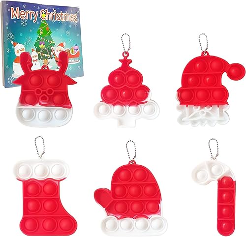 Adornos de Navidad 2022 para decoración del árbol de Navidad paquete de 6 mini llavero para la ansiedad juguetes sensoriales para aliviar la