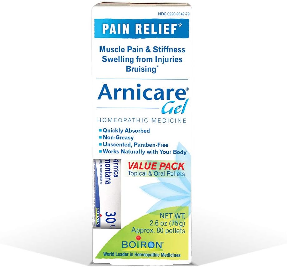 Amazon Com Boiron Arnicare Value Pack 2 6 Ounce Pack Of 1 Gel 80 Pellet Tube Homeopathic Medicine For Pain Relief Health Household