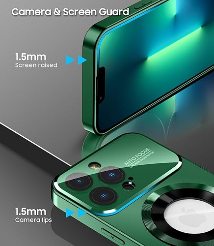 Miniatura 4 de Funda magnética para iPhone 13 Pro Max, compatible con MagSafe, protector de lente de cámara integrado, vista de logotipo, funda de teléfono a