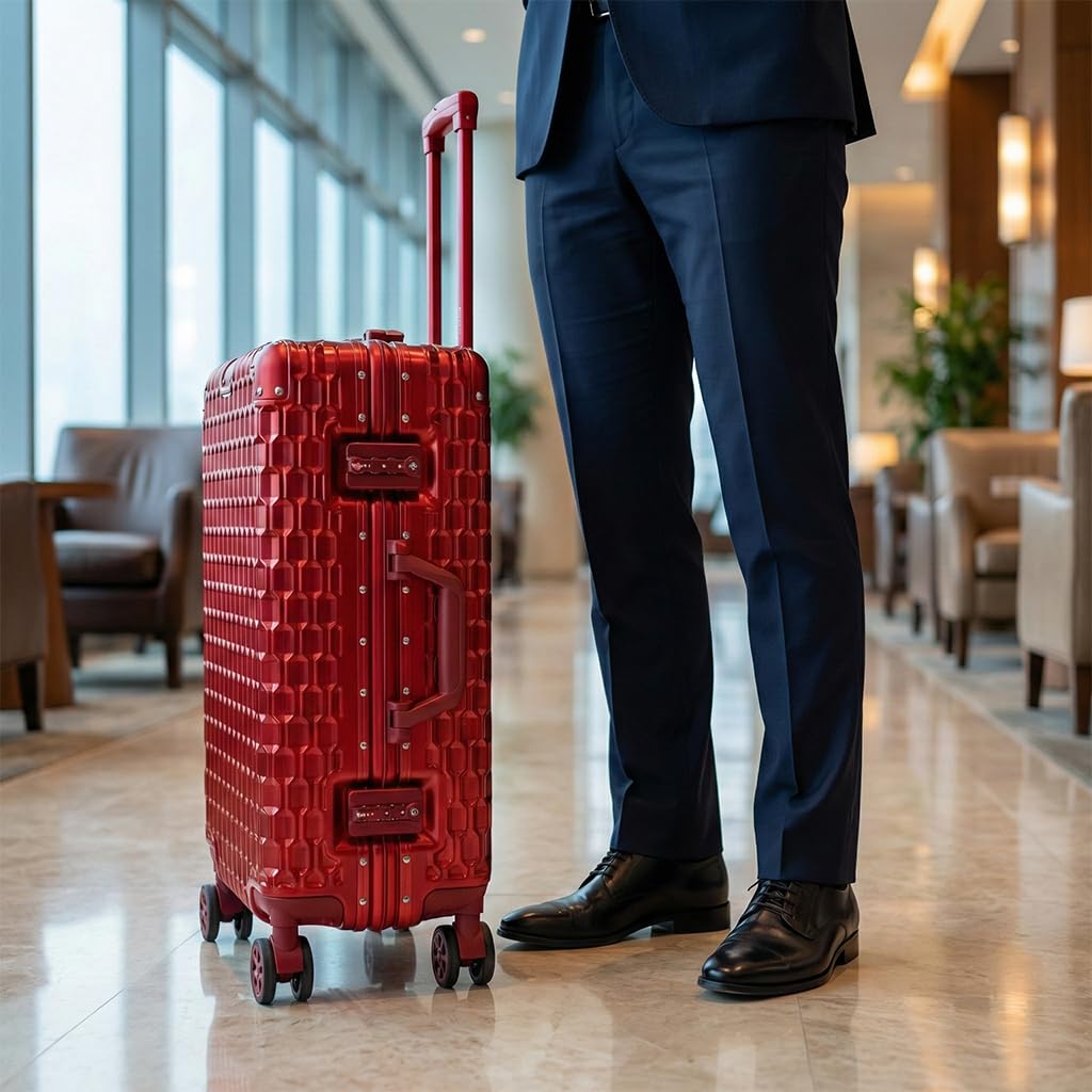 POSH Valigia Media - Trolley in Policarbonato con Telaio in Alluminio e 2 Chiusure TSA - Ruote Doppie Silenziose a 360° - Bagaglio a Mano Grande da Viaggio 70 cm, 75 L - Include Custopia Protettiva