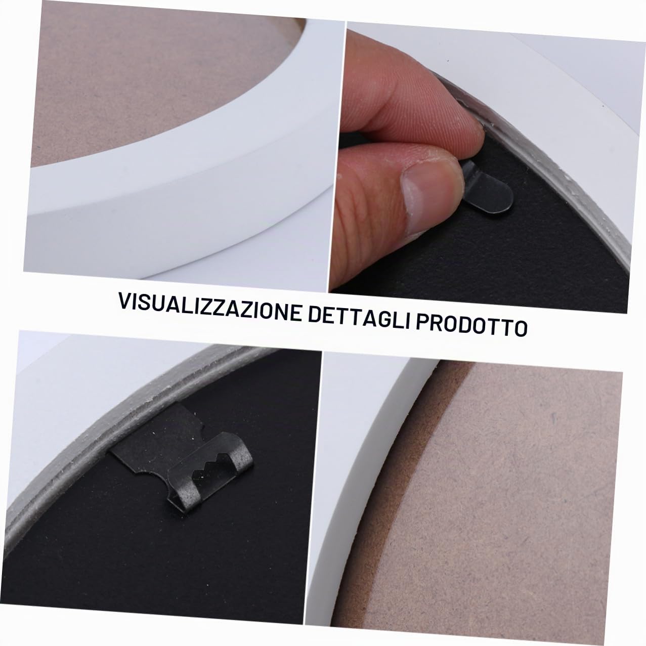 Cornice Rotonda in Legno Naturale 52 CM, Portafoto Nordico da Parete per Studio e Soggiorno Rustico