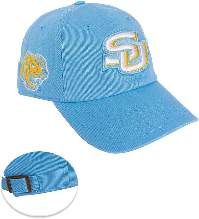 Desert Cactus Southern University Baseball Hat SU Jaguars Brimmed Embroidered Hats Cap Adjustable Cloth Strap Adult (Style D) Blue